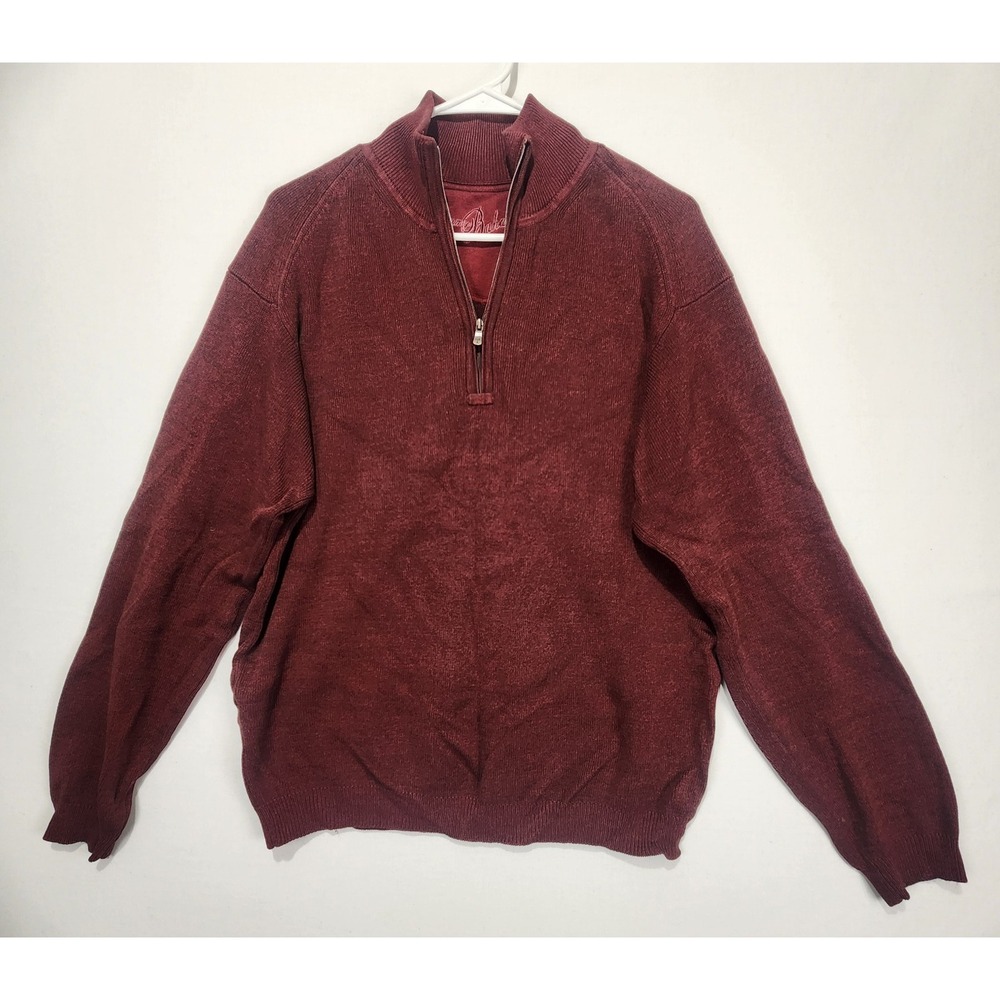 Tommy Bahama Men's‎ 1/4 Zip Classic Cozy Pullover Sweater Burgundy Size M